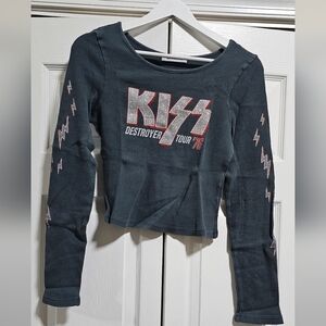 Daydreamer Kiss Destroyer Tour '76 Charcoal Long Sleeve Thermal Tee